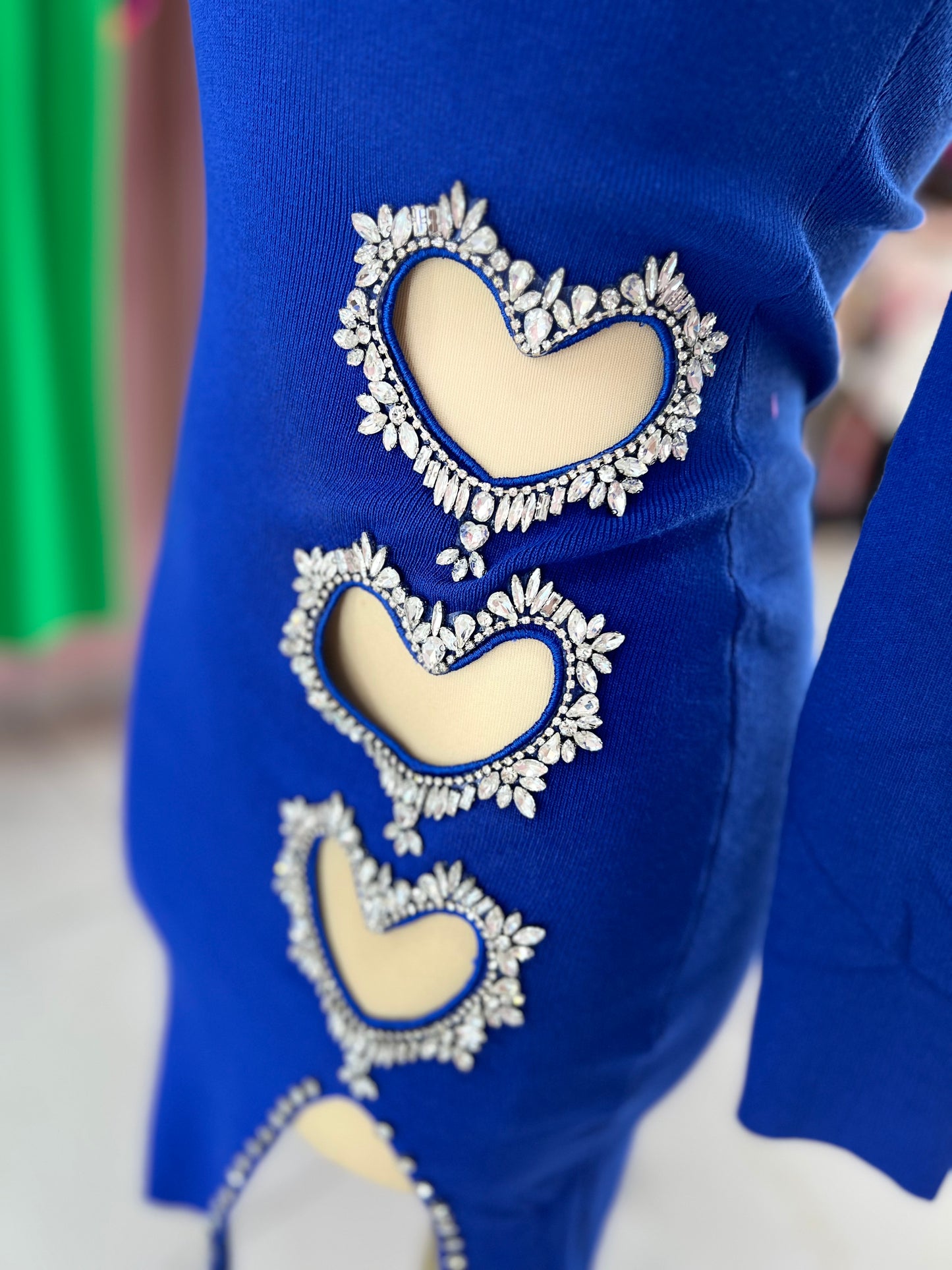 Vestido azul corazones