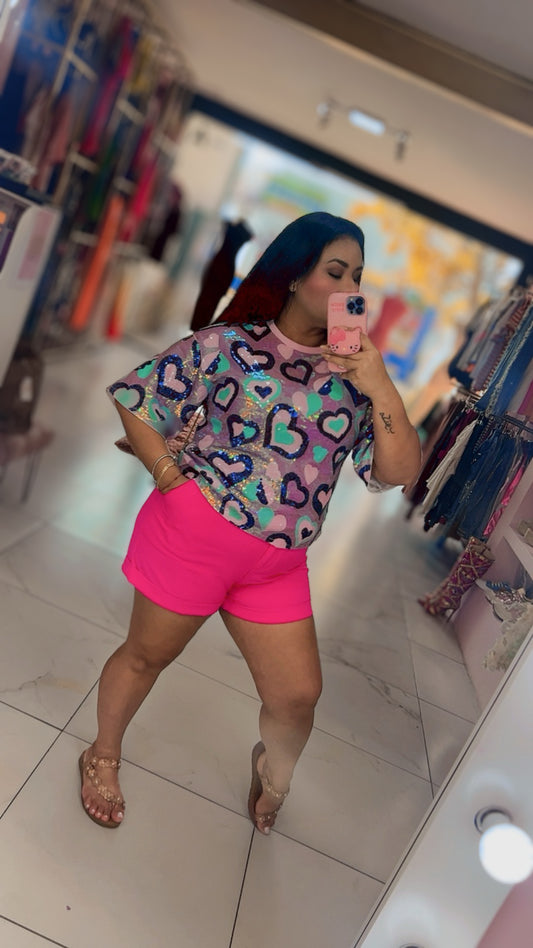 Blusa corazones lila