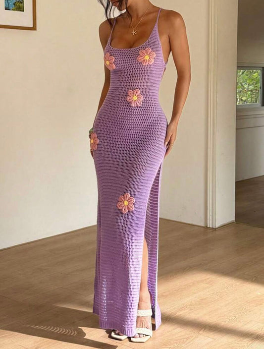 Vestido crochet lila