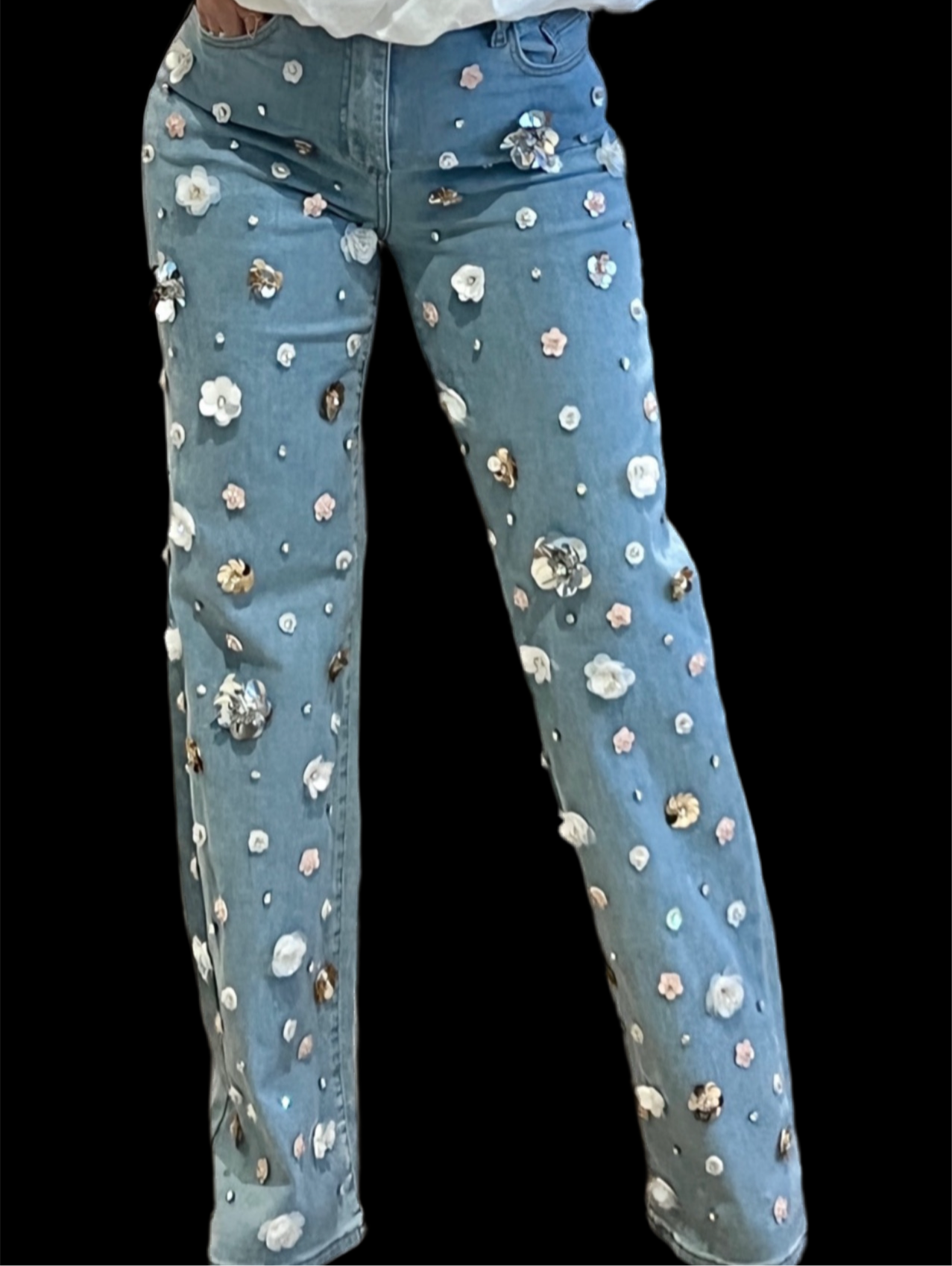 Jeans flor 3D