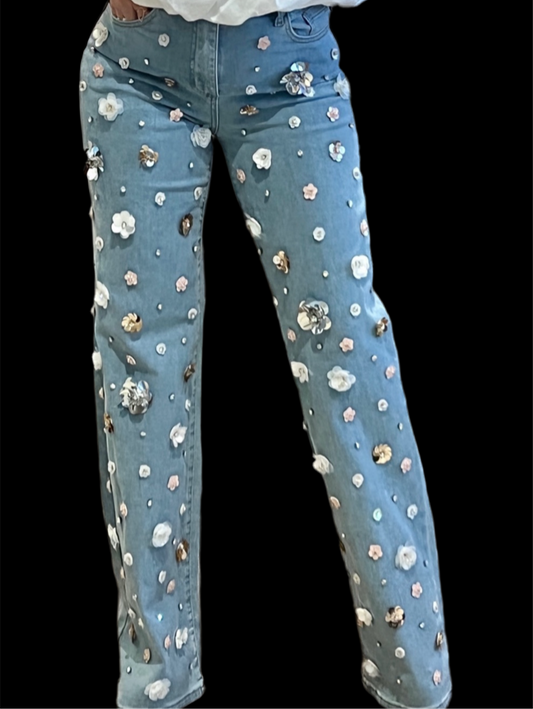 Jeans flor 3D