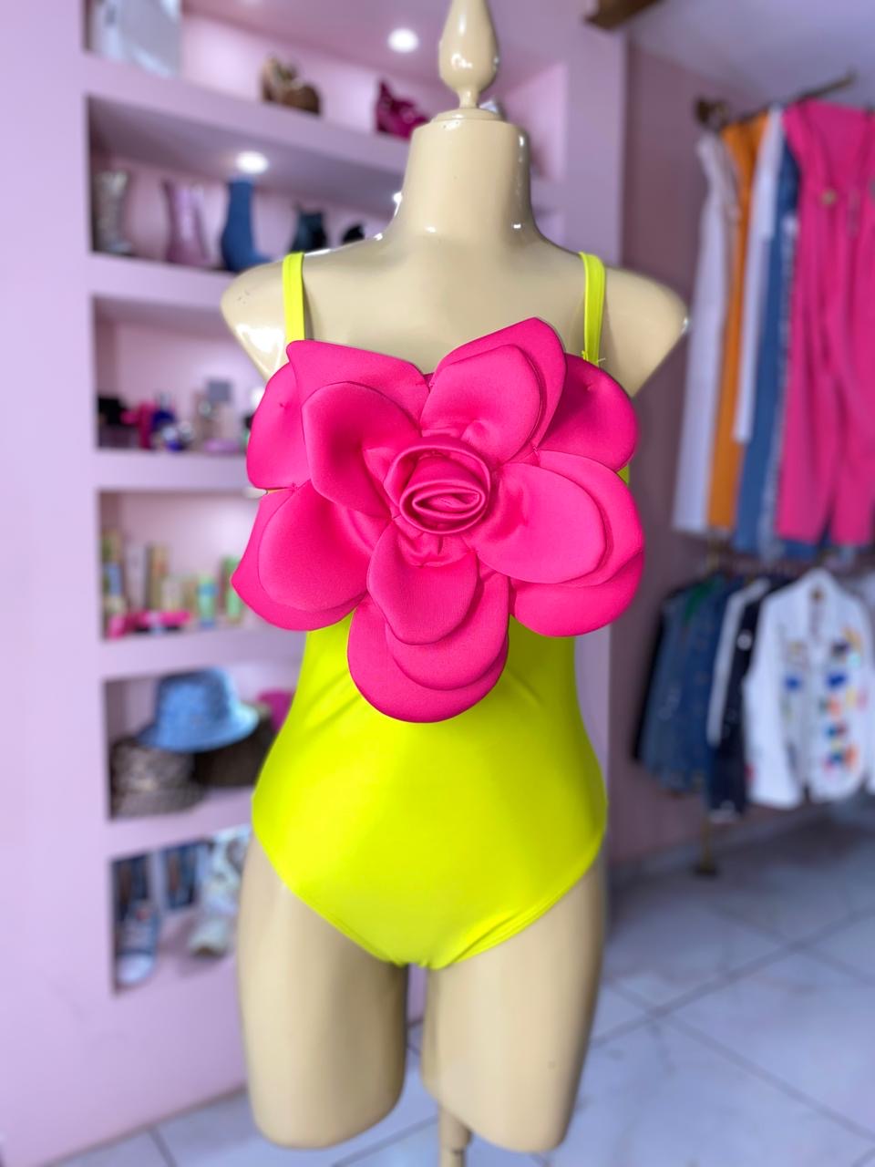 Swimsuit Pink & lime