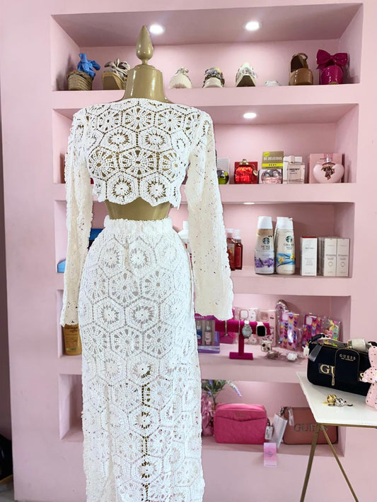 Set crochet blanco