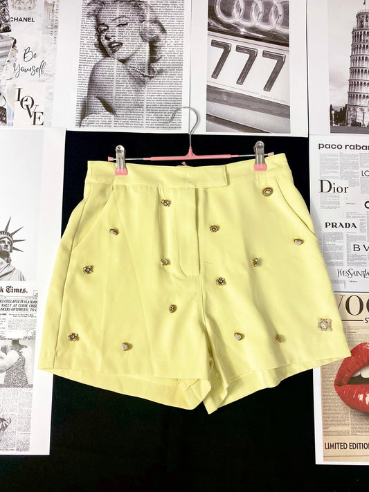 Short corto buttoms amarillo