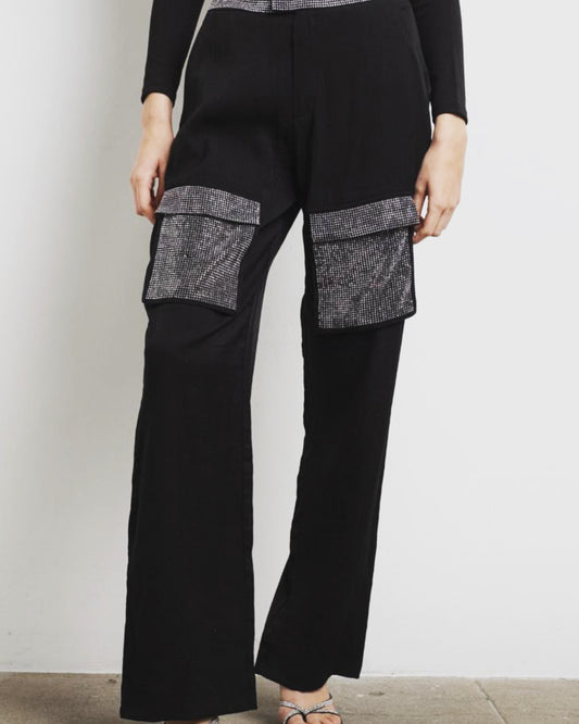 Pantalón de vestir con pedrería