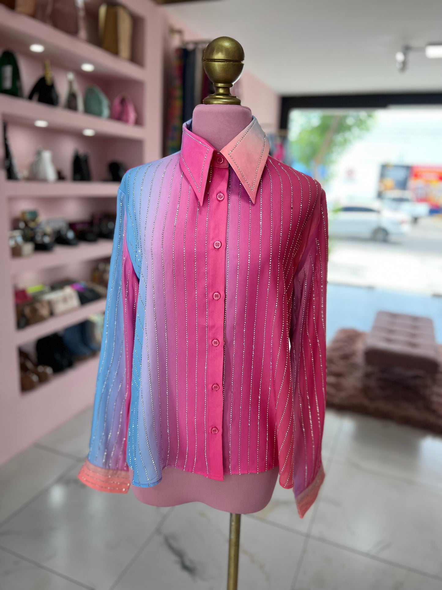 Blusa rosa/azul