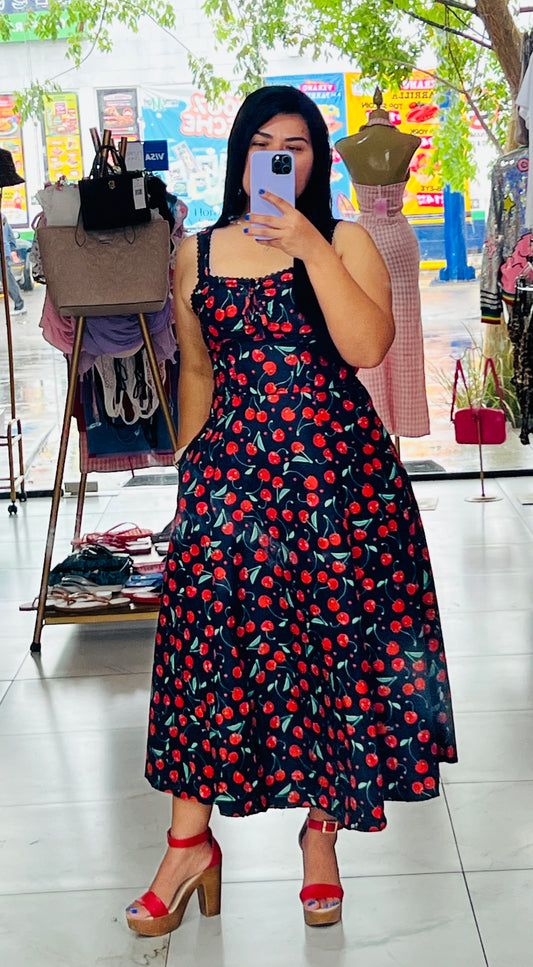 Cherry black dress