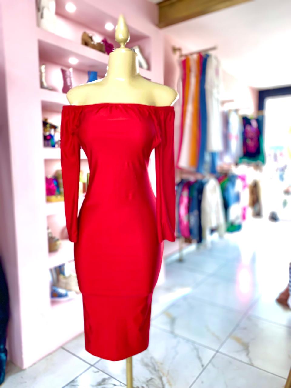 Vestido outshoulder rojo