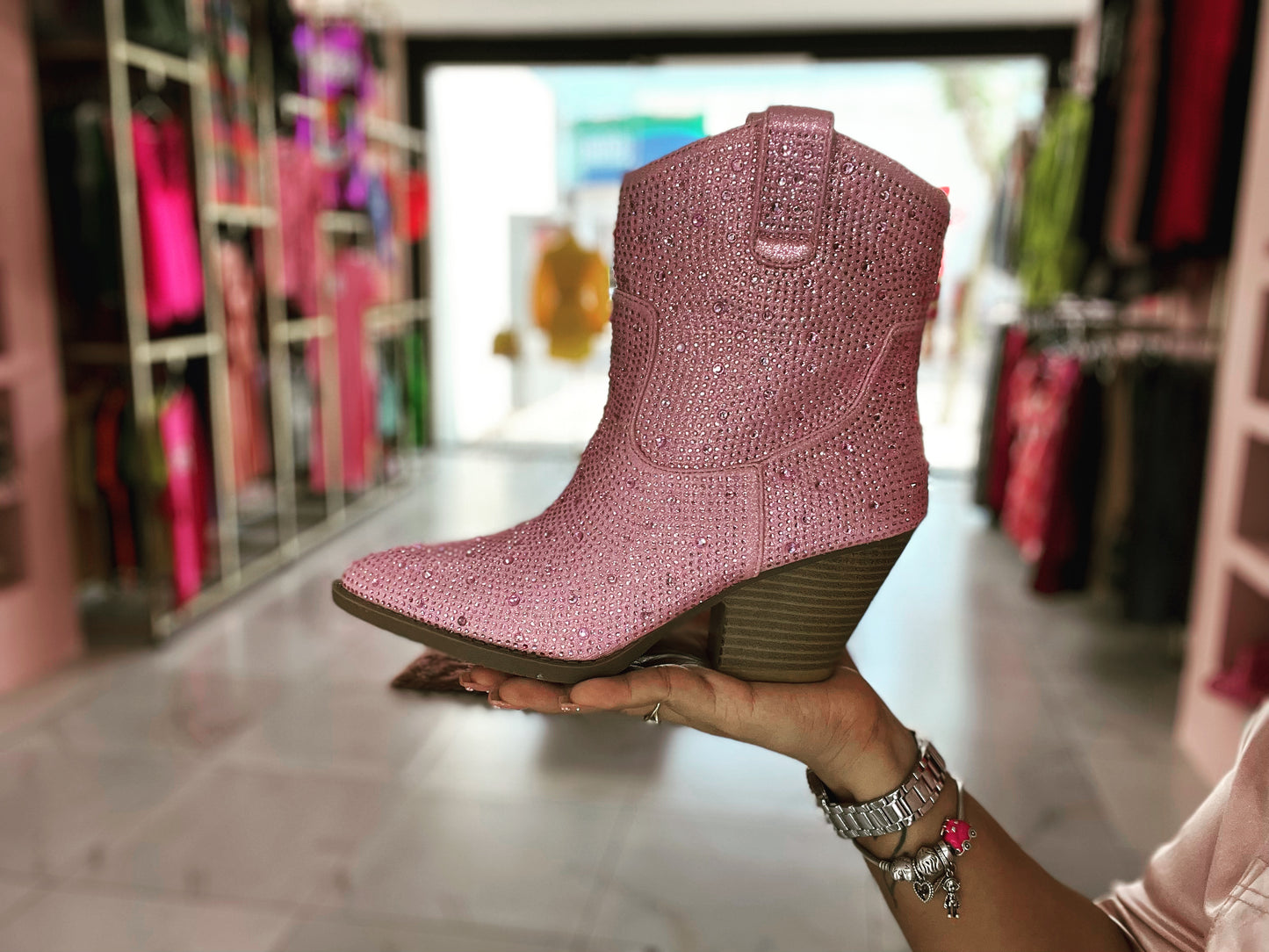 Botín pedrería rosa