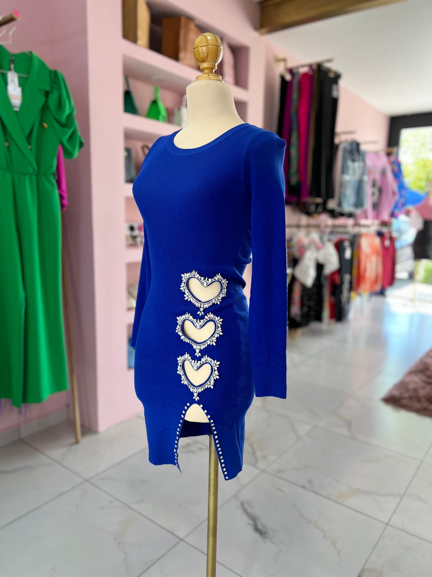 Vestido azul corazones