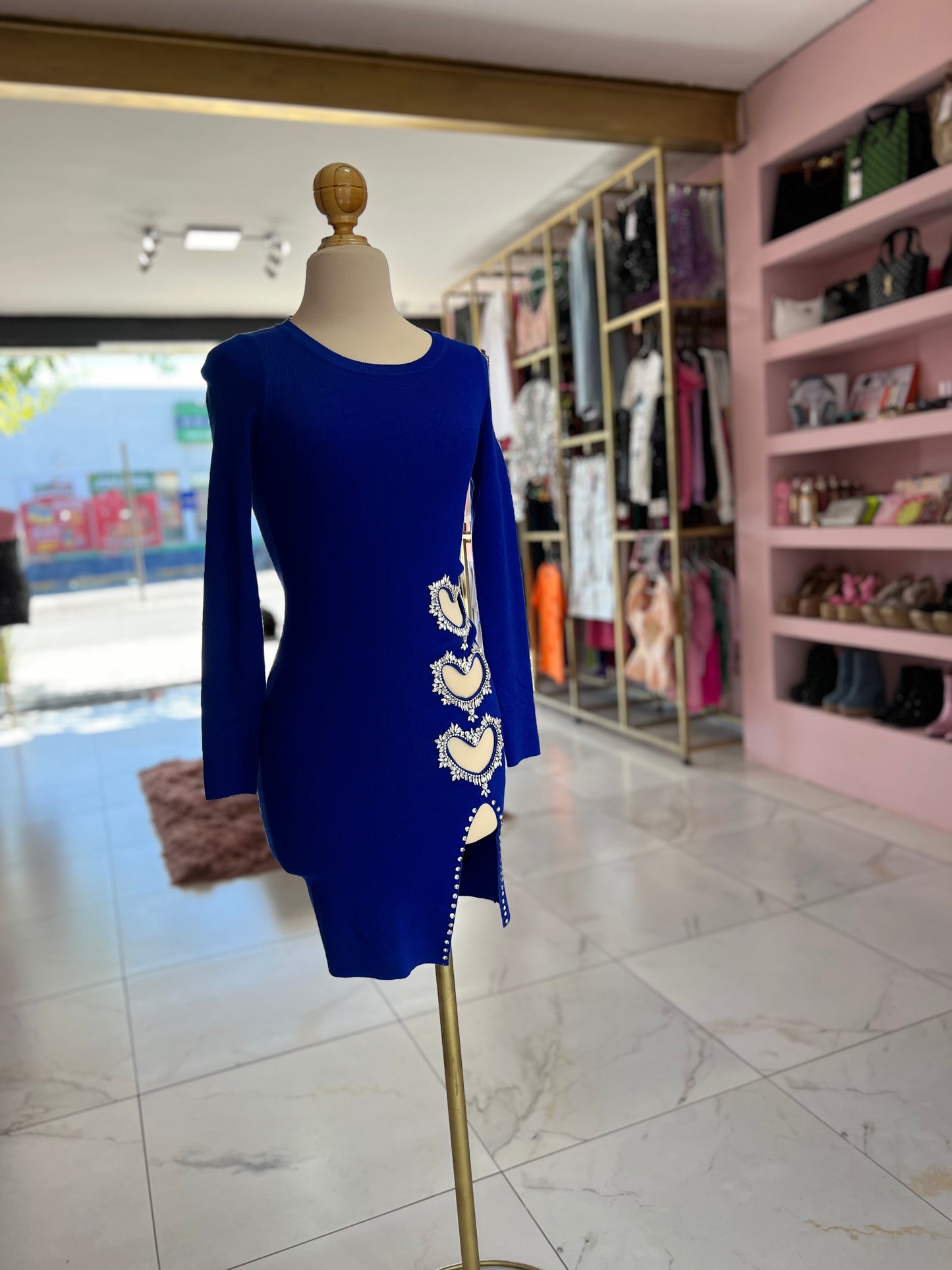 Vestido azul corazones