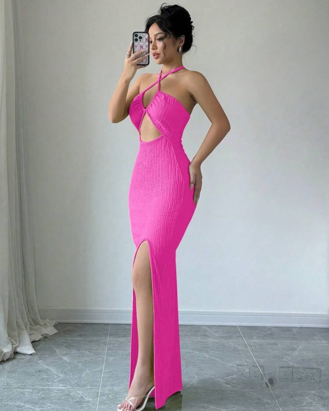 Vestido halter rosa