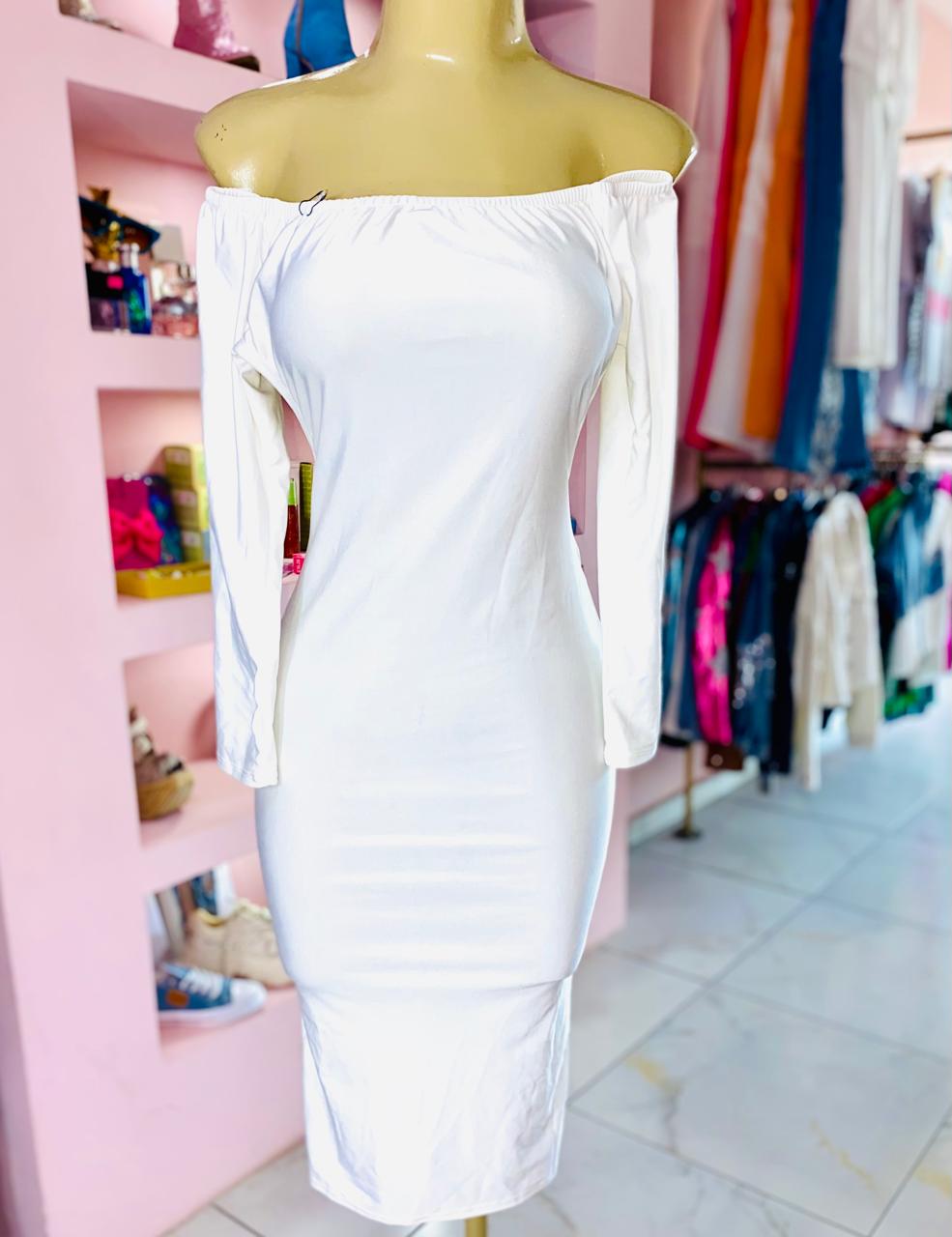 Vestido outshoulder blanco