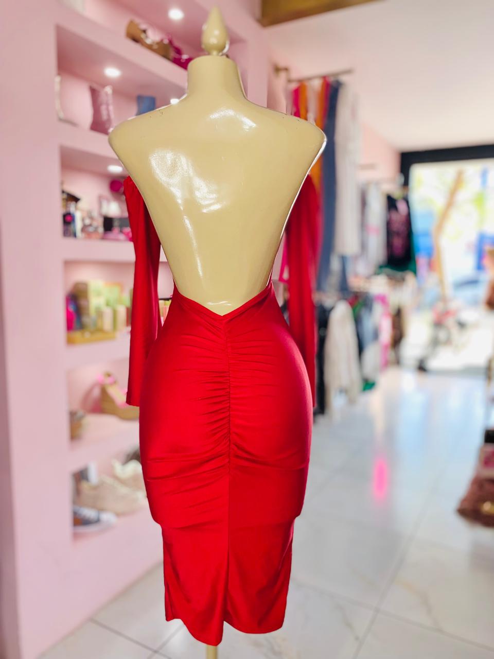 Vestido outshoulder rojo