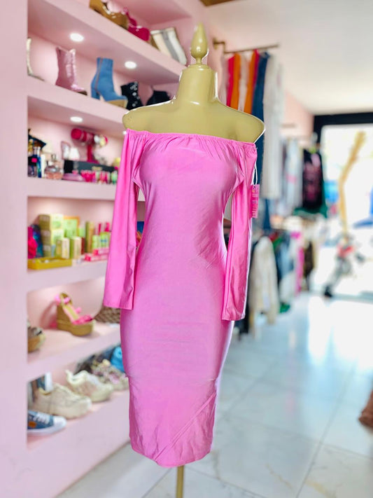 Vestido outshoulder rosa
