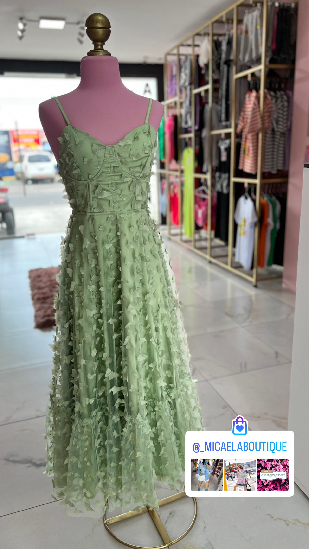 Vestido mariposas verde