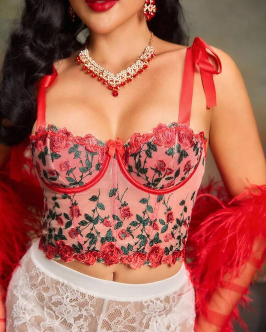 Croptop encaje rojo