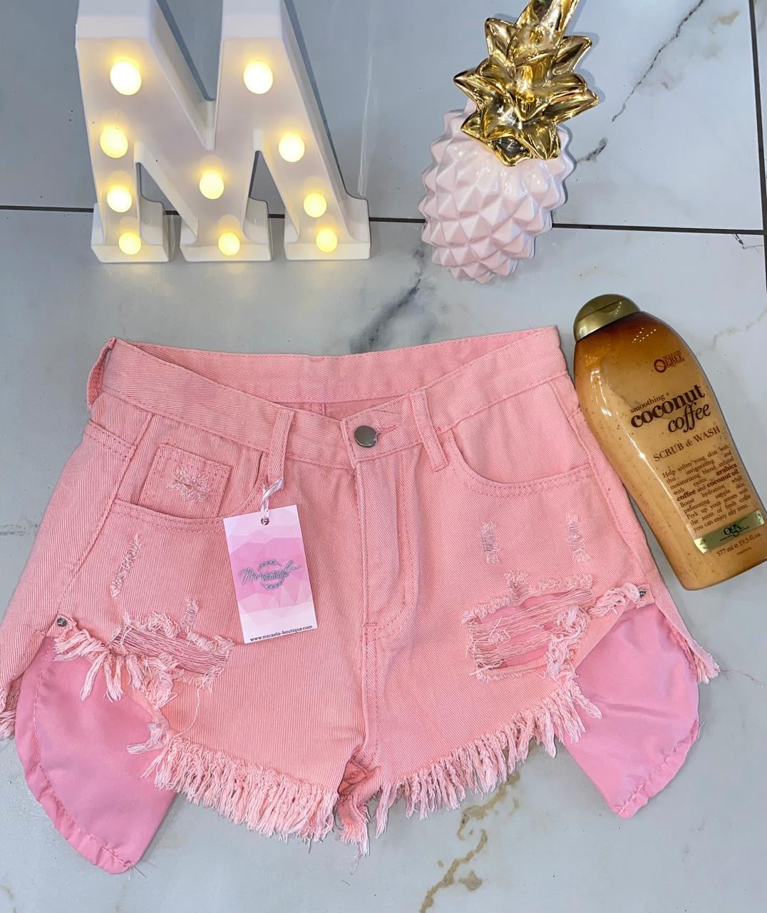 Short mezclilla rosa